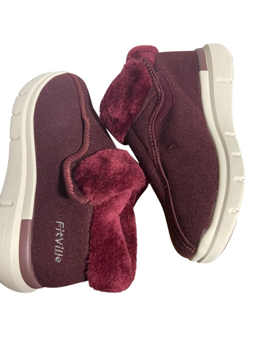 FitVille Womens EasyTop Diabetic Winter Boots V3 Burgundy Size 10EW - Picture 4 of 11